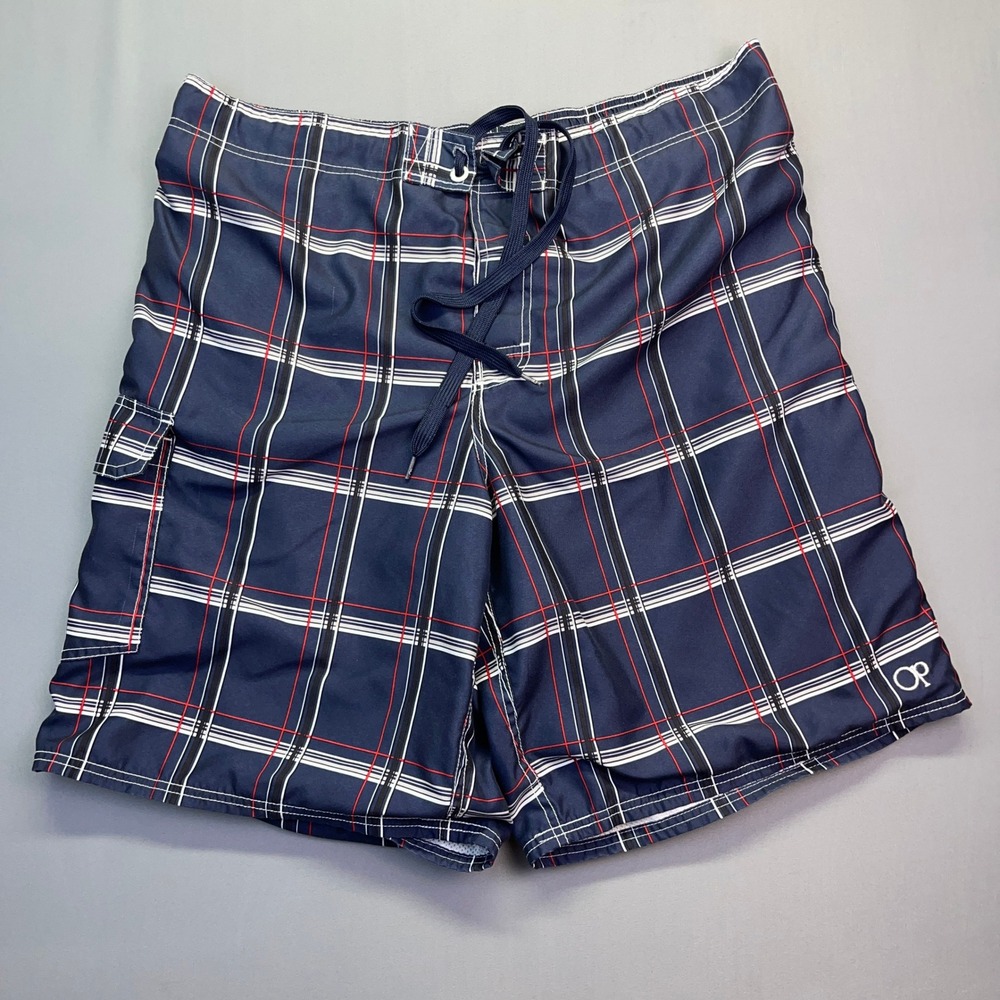 Ocean Pacific OP Plaid Swim Trunks Board Shorts with Pocket‎ XL/XG Fits 39"